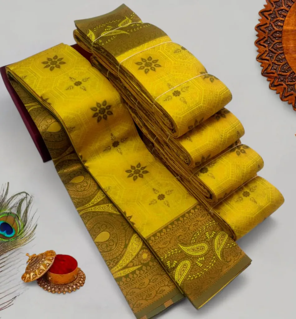 Fancy Silk Saree (yellow)